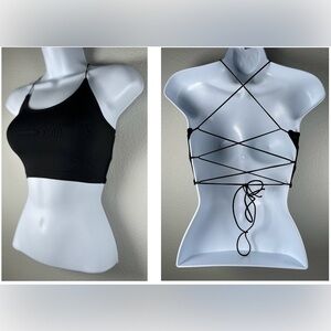 SHEIN Women’s Black Criss Cross Halter Top Size XS Petite